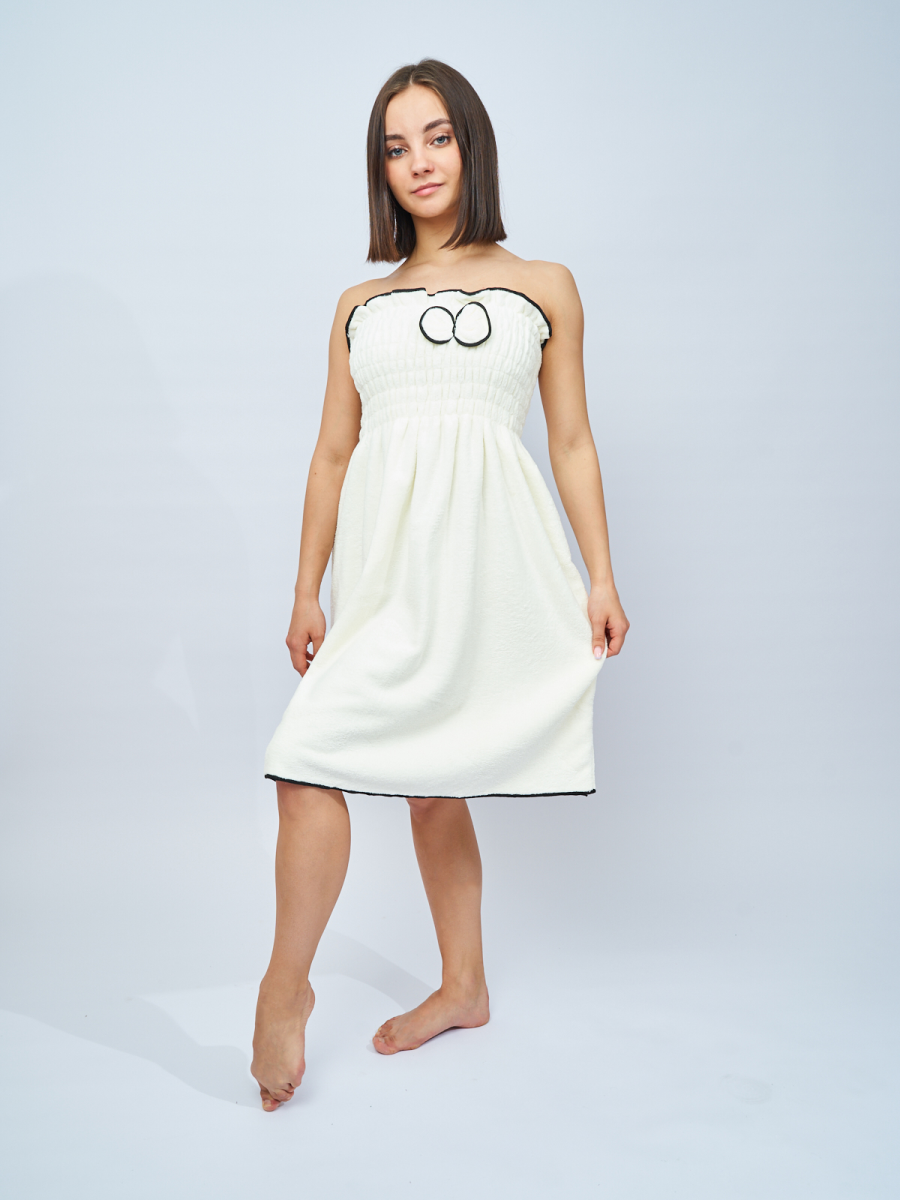 Килт для бани женский, платье-полотенце белое - фотография № 2
