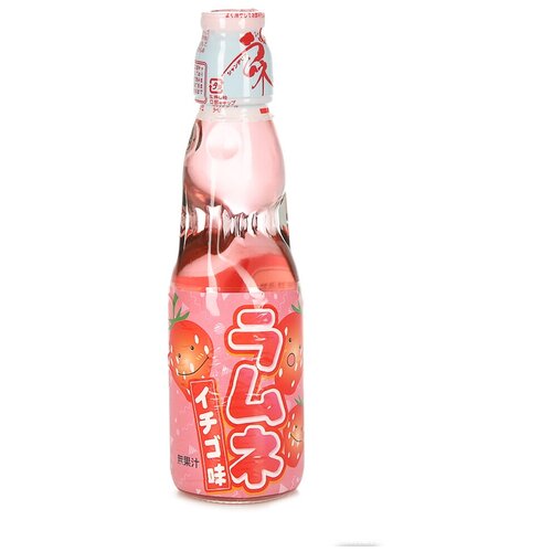 Газированный напиток Hatakosen Ramune Клубника, 0.2 л, стеклянная бутылка