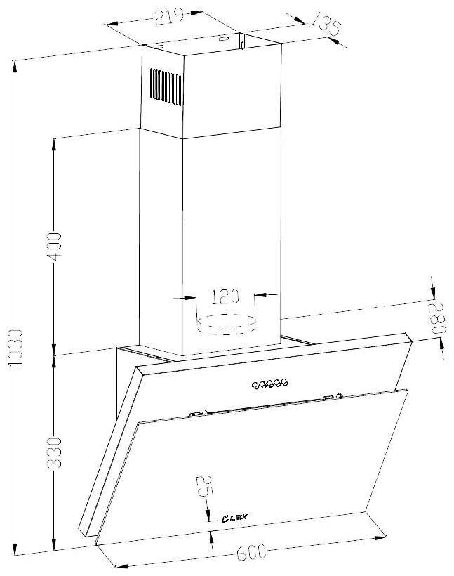 Вытяжка каминная Lex Luka 600 белый управление: кнопочное (1 мотор) - фотография № 7