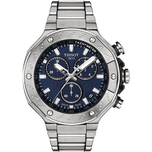 фото Наручные часы tissot t-sport, серебряный, синий