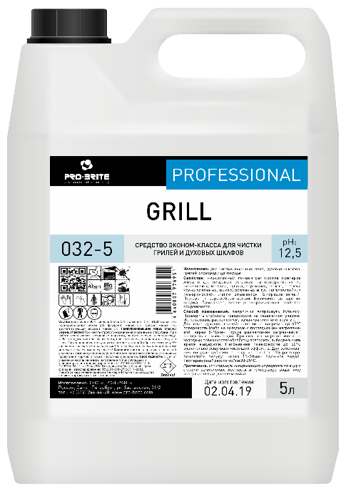 Средство эконом-класса для чистки грилей и духовых шкафов Grill Pro-Brite, 5 л