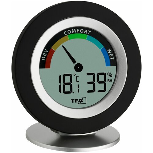 TFA Термогигрометр TFA 30.5019.01, черный, стрелочный индикатор зон комфорта