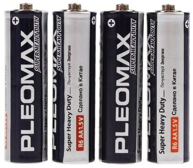 Батарейка солевая Pleomax Super Heavy Duty, AA, R6-4S, 1.5В, спайка, 4 шт, 2 штуки