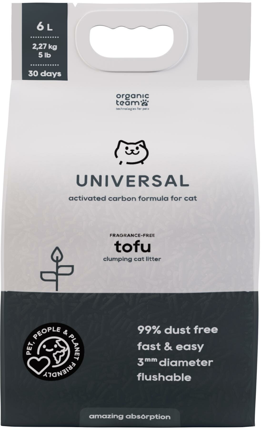 Organic team Tofu Universal Activated Carbon комкующийся наполнитель для кошачьего туалета 12 л - фотография № 1