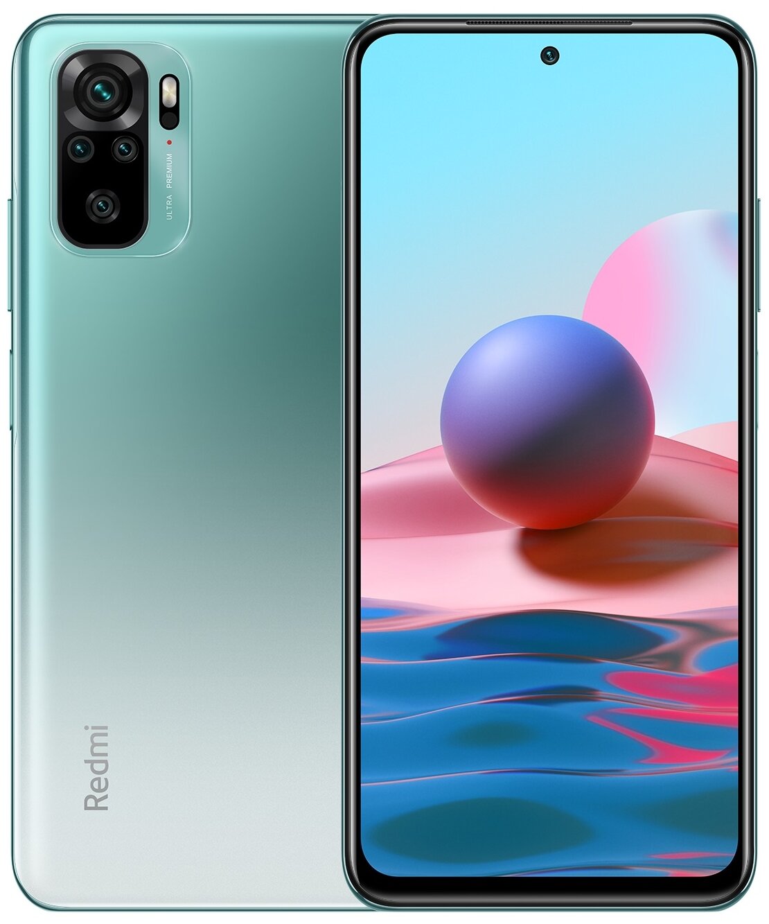 Смартфон Xiaomi Redmi Note 10 4/64 ГБ RU, Dual nano SIM, лазурное озеро