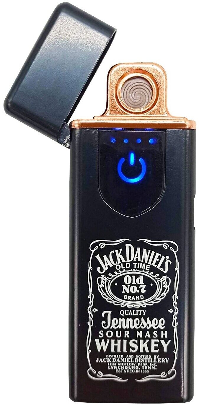 USB зажигалка Джек Дэниэлс тонкая черная - фотография № 1