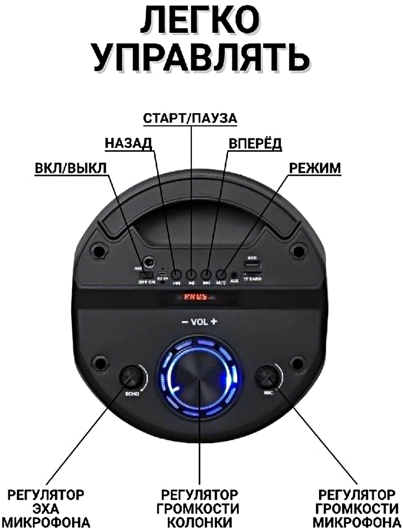 Большая беспроводная портативная Bluetooth колонка ZQS6208 с микрофоном караоке акустическая система WinStreak