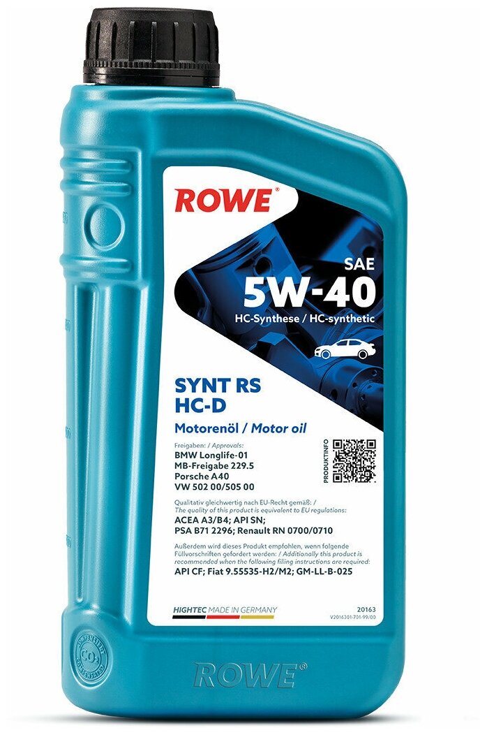 Масло моторное ROWE HIGHTEC SYNT RS SAE 5W-40 HC-D 1