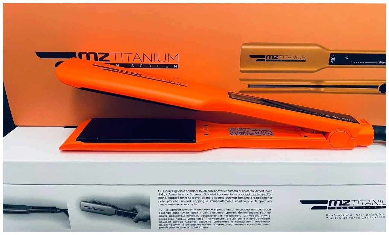 Утюжок MZ titanium Оранжевый, шир. пласт титан, 230С - фотография № 1