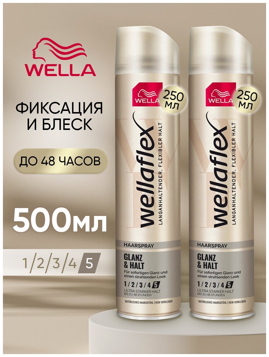 Wella Лак для укладки волос профессиональный объем и уход стайлинг 2шт. по 250 мл.