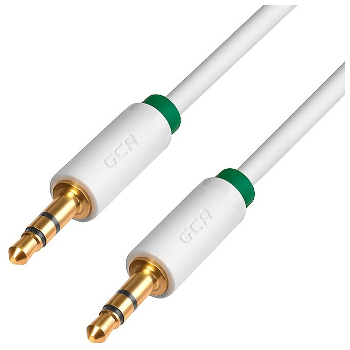 Greenconnect Кабель аудио 3.0m jack 3,5mm/jack 3,5mm белый, зеленая окантовка, ультрагибкий, 28 AWG,