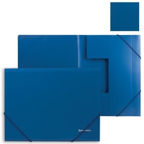 Папка на резинках Brauberg Стандарт, синяя, до 300 листов, 0,5 мм (221623)