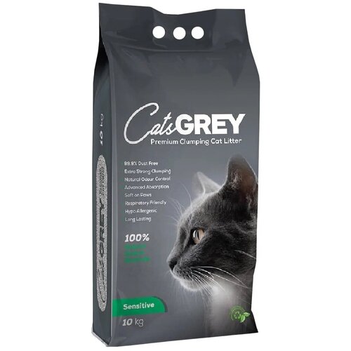 Наполнитель для кошек​ ​​Cat's Grey Sensitive​​ комкующийся, без ароматизатора 10 кг