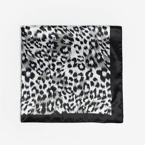 фото Шейный платок женский шелковый 90х90 цвет черно-белый атлас нет бренда