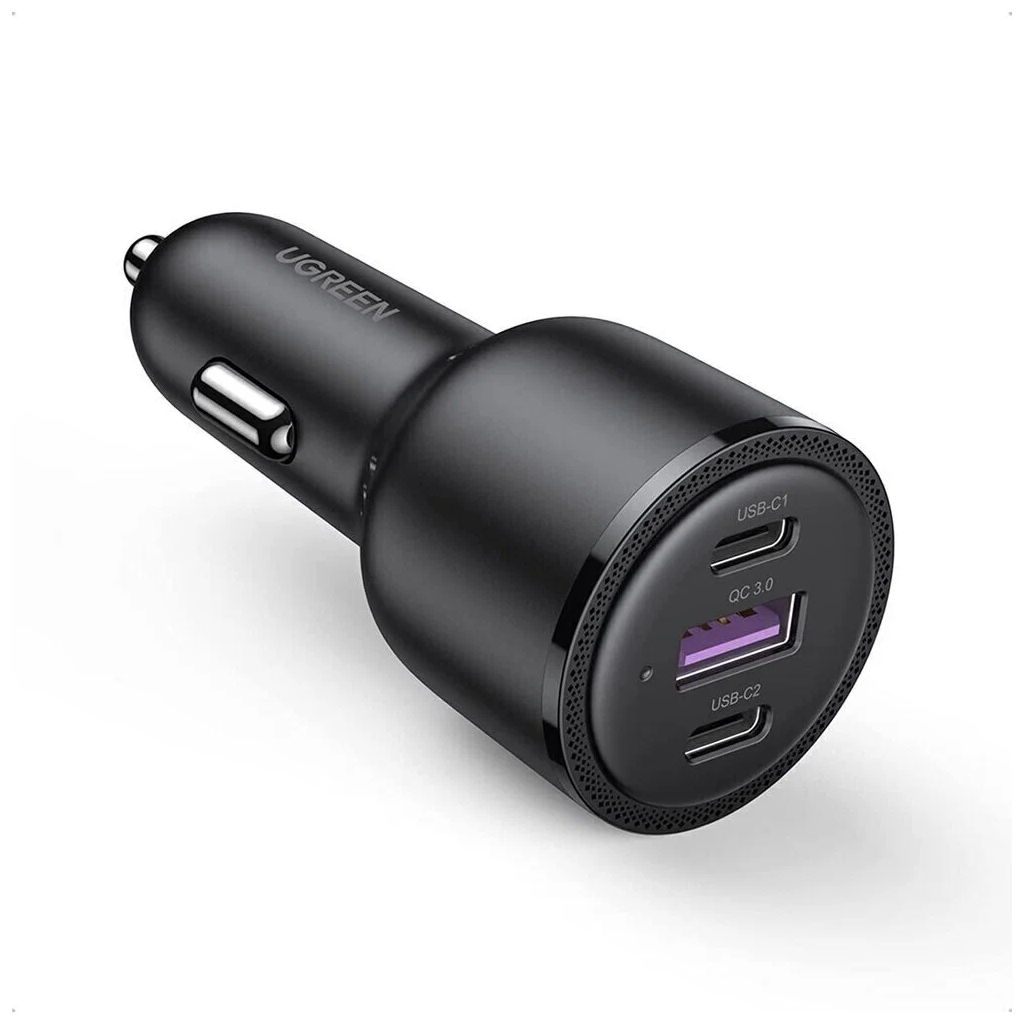 Зарядное устройство для автомобиля UGREEN CD239 (20467) 2*USB-C PD+USB-A 69W Car Charger 69W Max. Цвет: черный