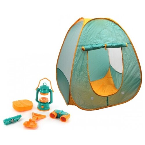 фото Палатка fudaer турист палатка + 5 предметов 102306, зеленый/желтый