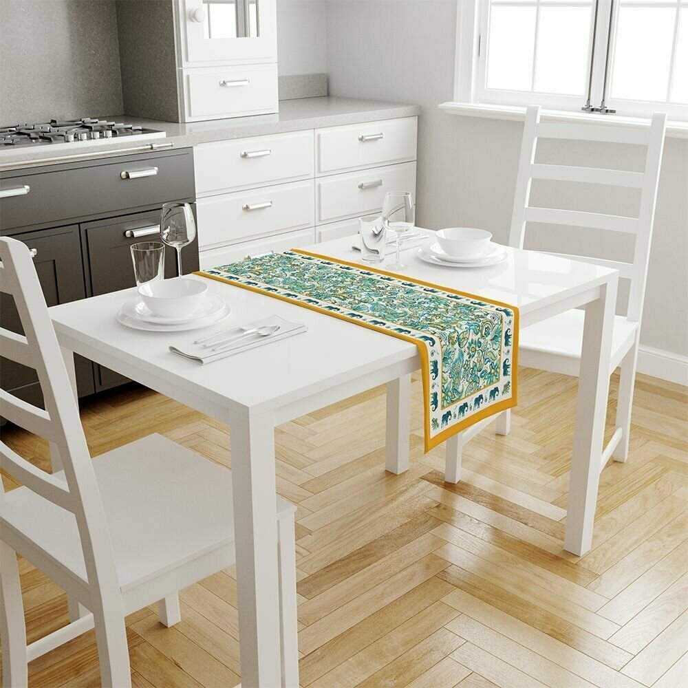 фото Дорожка для стола от бренда AdaWall: размер 45*140 см, ткань 100% полиэстер, текстура Лен, производство Турция