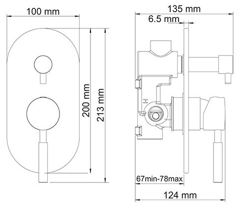 Смеситель для ванны с душем Wasserkraft Wern 4241 (с внутренней частью) - фотография № 11