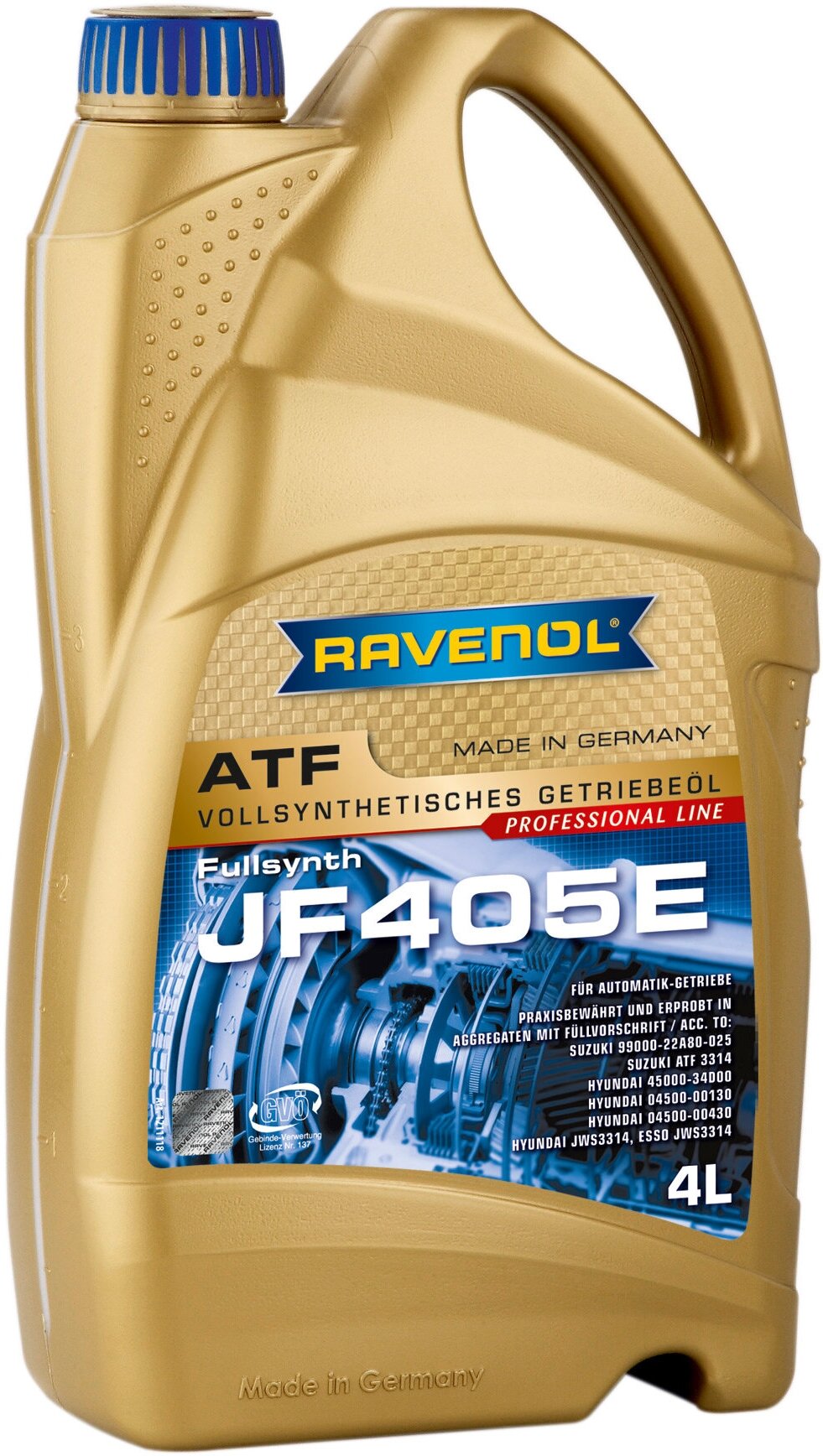 Масло трансмиссионное RAVENOL 4014835737198 /121111800401999/ 4L синтетическое ATF JF405E / JWS 3314