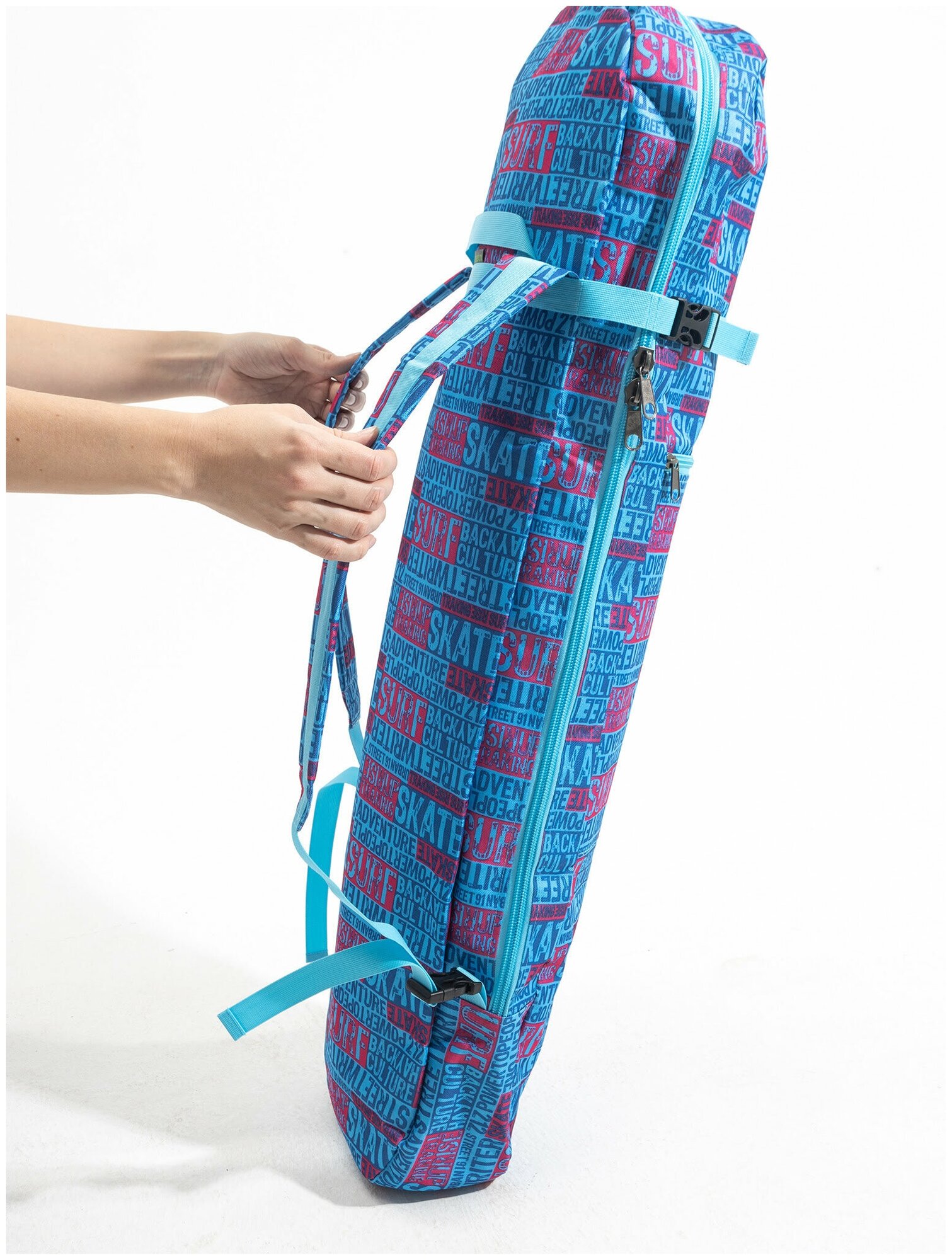 Чехол-рюкзак для перевозки, хранения лонгборда, самоката, скейтборда, детских лыж, детского сноуборда, Nordic ST4, 100*26*13 см, голубой
