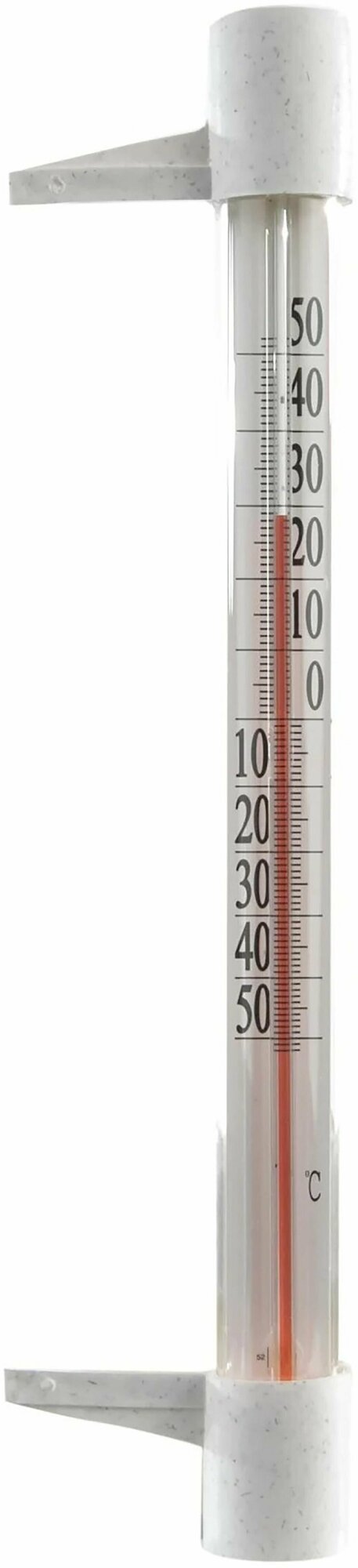 Оконный термометр "Стандарт" (диапазон показаний: от 50 C до +50 C) крепится саморезами. Классический прибор для измерения температуры окружающей среды вне помещения
