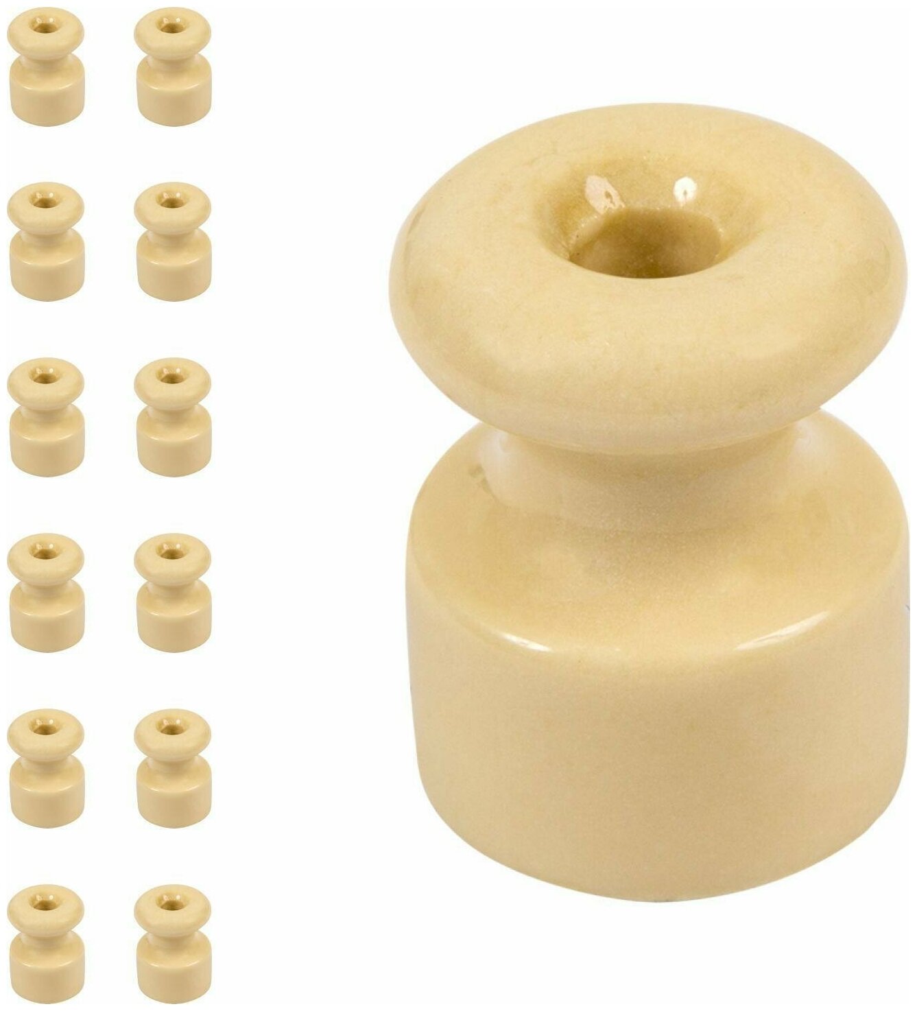 фото Изолятор Мезонинъ универсальный слоновая кость для наружного монтажа витой проводки (комплект из 16 шт)