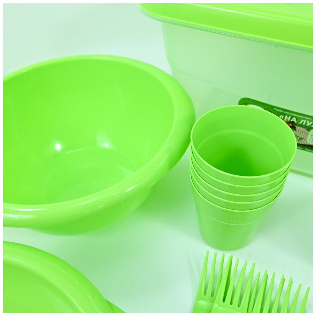 Набор посуды "На лужайке" на 6 персон, цвет салатовый - фотография № 5