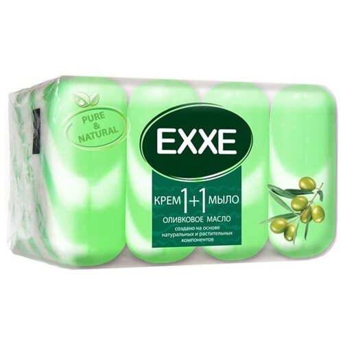 EXXE Мыло кусковое 1+1 Оливковое масло зеленый чай, 4 шт., 360 г exxe мыло зеленый чай 4 шт 360 гр