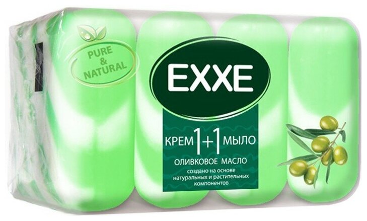 Туал.крем-мыло EXXE 90г*4шт полосат.1+1Зелен.Чай (зеленое)