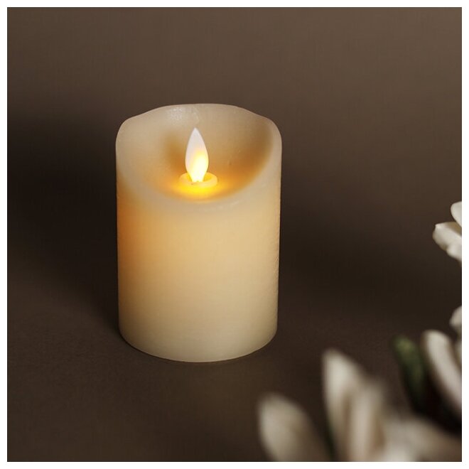 Peha Светодиодная свеча с имитацией пламени 10 см, кремовая восковая, батарейка MB-20109