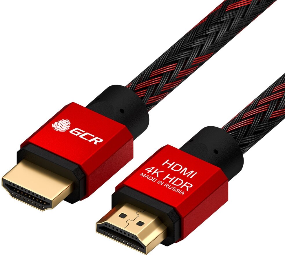 Greenconnect HDMI (m) - HDMI (m) 1.5м GCR Кабель 1.5m HDMI 2.0, BICOLOR нейлон, AL корпус красный, HDR 4:2:2, Ultra HD, 4K 60 fps 60Hz/5K*30Hz, 3D, AUDIO, 18.0 Гбит/с, 28AWG. GCR-52162 GCR-52162