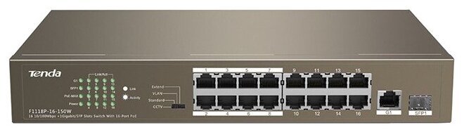 Коммутатор 16PORT TEF1118P-16-150W TENDA