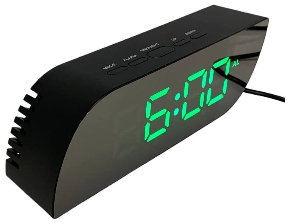 Настольные LED-часы с будильником, цифровые LED-часы 2 в 1. Чёрные с .