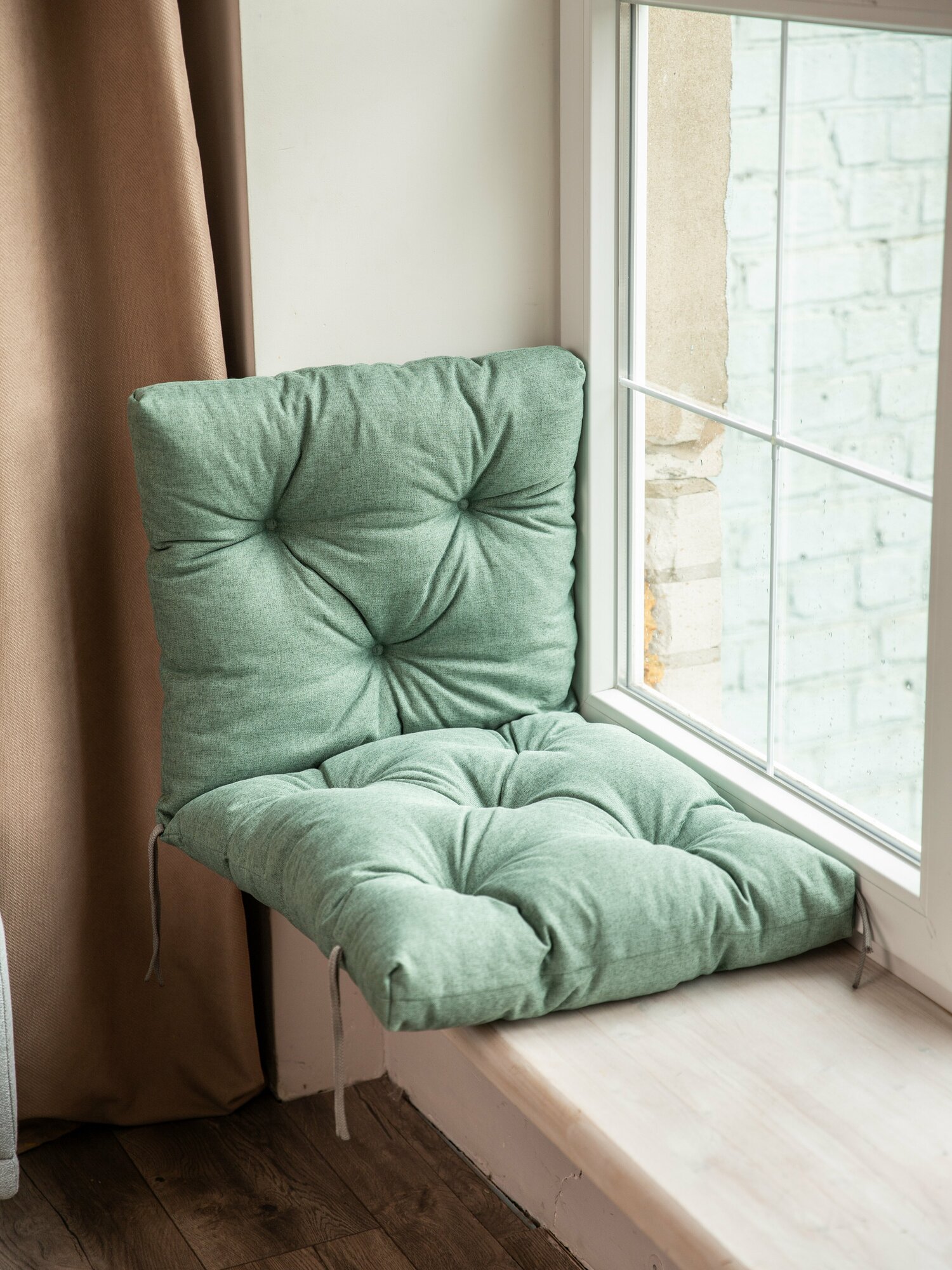 Матрас-подушка на качели, скамейку или подвесное кресло, зелёная - фотография № 1