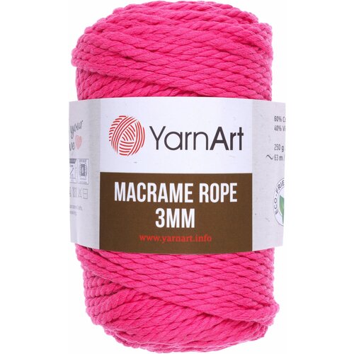 Пряжа YarnArt Macrame Rope 3mm ярко-малиновый (803), 60%хлопок/ 40%вискоза/полиэстер, 63м, 250г, 5шт