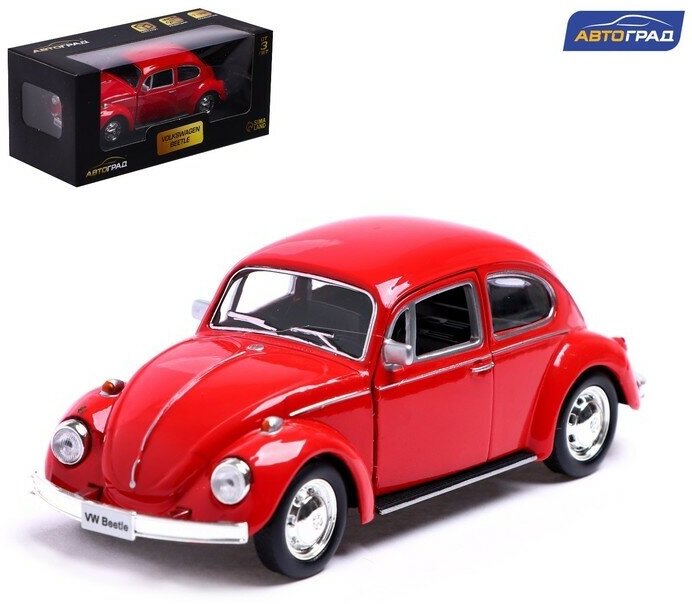 Машина металлическая VOLKSWAGEN BEETLE 1967, 1:32, открываются двери, инерция, цвет красный