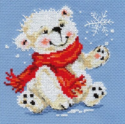 Набор для вышивания крестиком Алиса Белый медвежонок, 12*13 см (0-053)