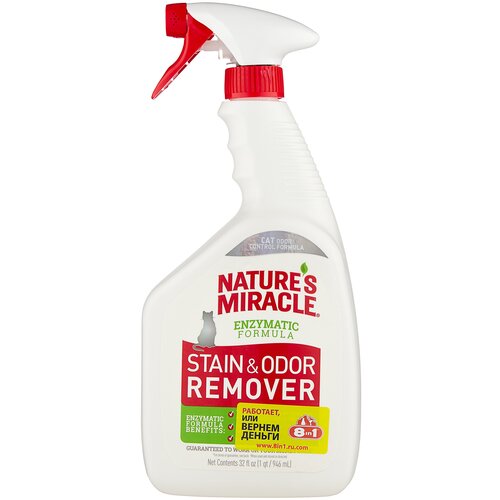 Спрей Nature's Miracle Nature`s Miracle уничтожитель пятен и запахов от кошек Stain & Odor Remover , 946 мл , 947 г