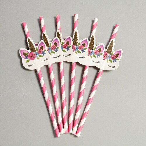 Трубочки для коктейля Единорог в наборе 6 штук 521₽