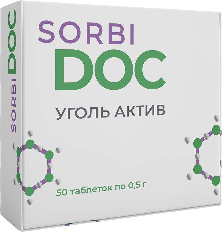 SORBIDOC Уголь актив табл., 0.5 г, 50 шт., 1 уп.