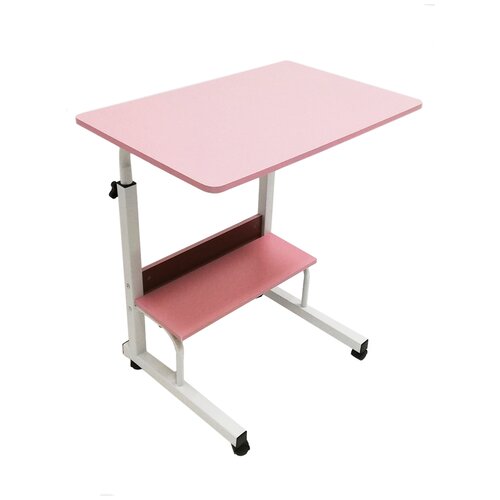 фото Прикроватный стол для ноутбука или планшета, на колесиках, с регулировкой высоты, розовый 40х80 см urm
