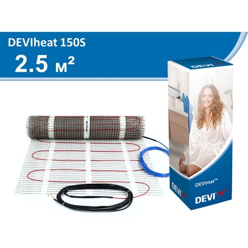 Нагревательный мат, DEVI, DEVIheat 150S (DSVF-150) 375Вт, 2.5 м2, 500х50 см нагревательный мат тсп 375 2 5
