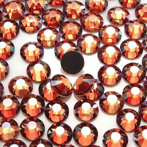 Стразы ss 16 (3,8 мм), цвет коричнево-рыжий ( Сансет Глоу ) холодной фиксации 1440 штук, клеевые, стеклянные, для дизайна одежды
