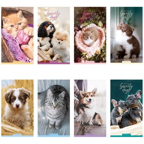 Блокнот А6 24л. на скрепке ArtSpace Cute animals, микс 8 дизайнов, 16 шт. в упаковке блокнот а6 24л на скрепке artspace cute animals 32 штук 342756