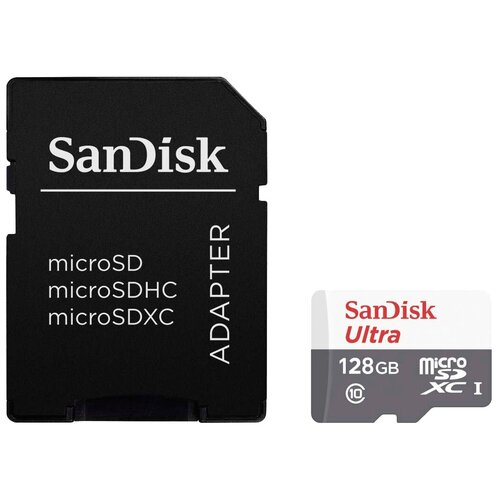Карта памяти SanDisk microSDXC 128 ГБ Class 10, UHS-I, R/W 80/10 МБ/с, адаптер на SD, 1 шт. карта памяти smartbuy micro sdxc 128gb class 10 uhs i adp