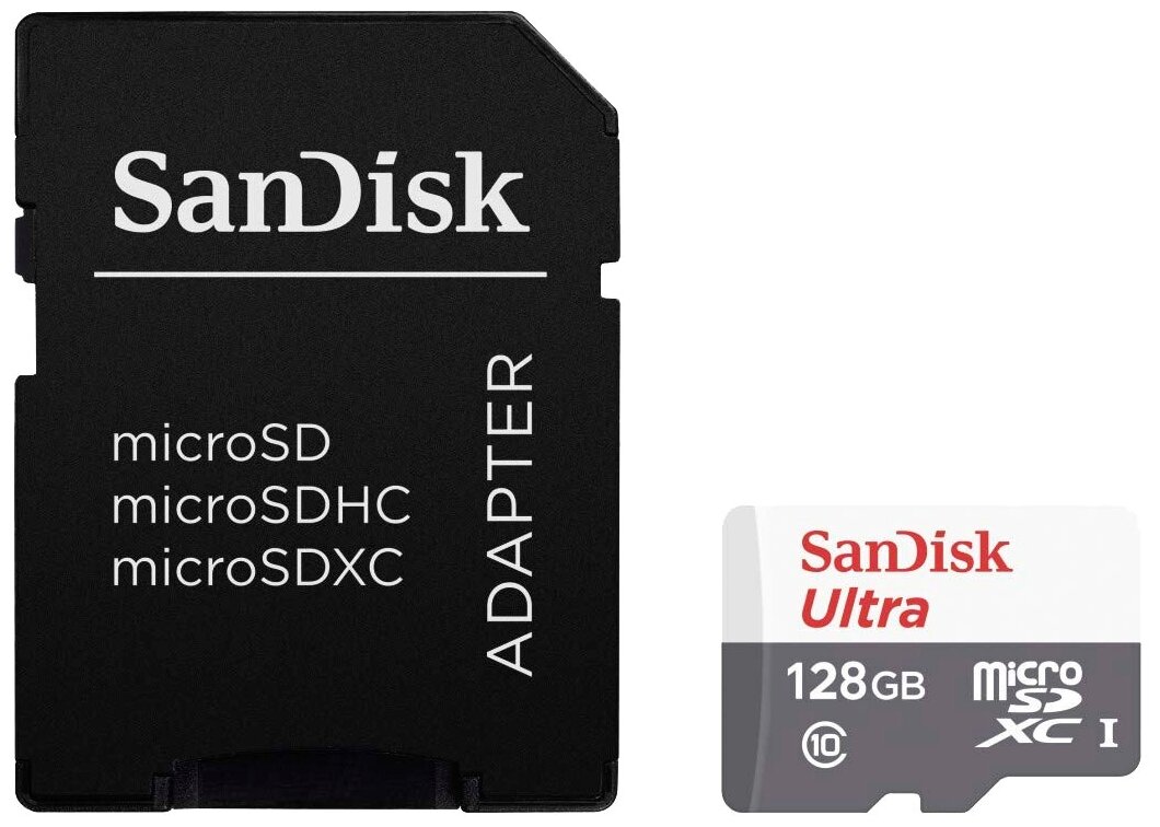 Карта памяти SanDisk microSDXC Ultra Class 10 UHS-I U1 (80/10MB/s) 128GB + ADP