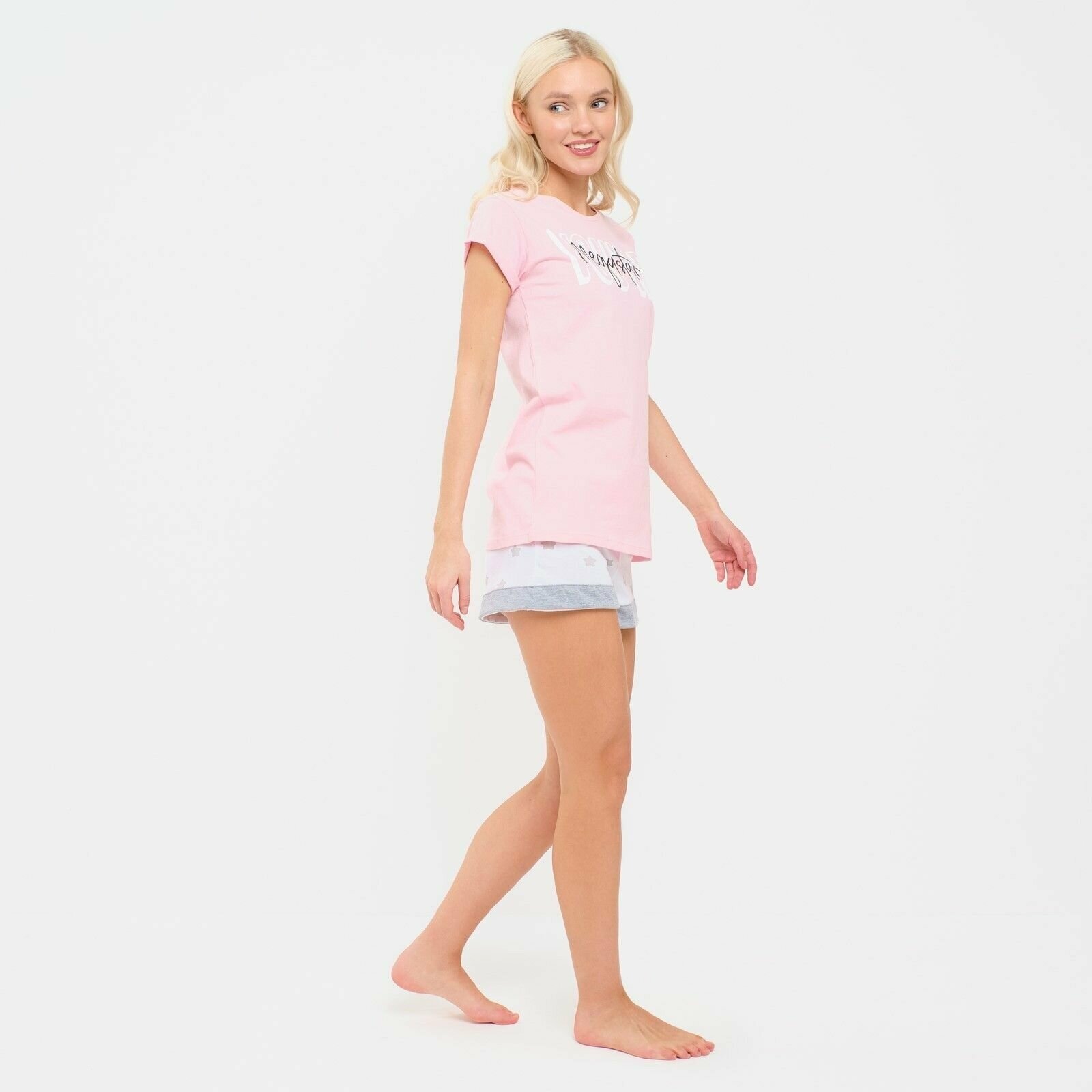 Пижама Kaftan, шорты, футболка, короткий рукав, размер 44-46, розовый - фотография № 3