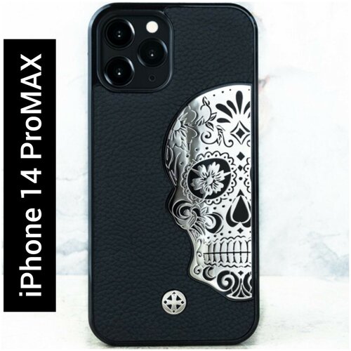 защитный чехол skull Чехол iPhone 14 Pro Max - Mexican Katrina's Skull Leather Black