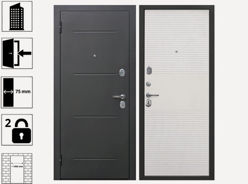 Изображение товара Входная дверь Ferroni Гарда, 7,5 см, Серебро Белый ясень 960L