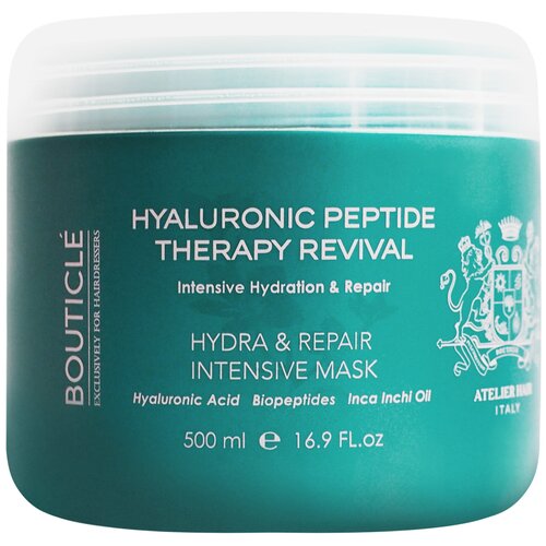 Bouticle Hyaluronic Peptide Therapy Revival Интенсивная восстанавливающая маска для поврежденных волос, 500 г, 500 мл, банка bouticle hyaluronic peptide therapy revival hydra and repair intensive mask